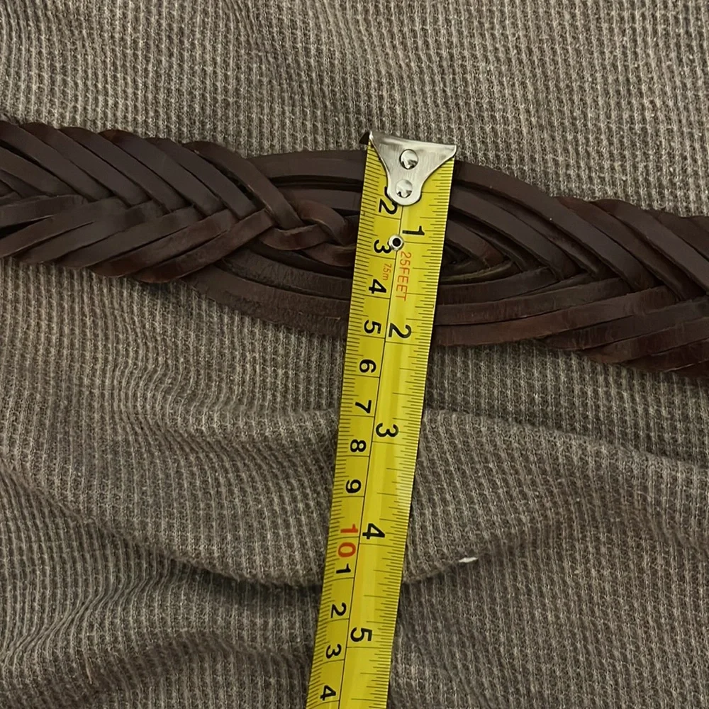 Brighton • large buckle woven leather belt. One Size